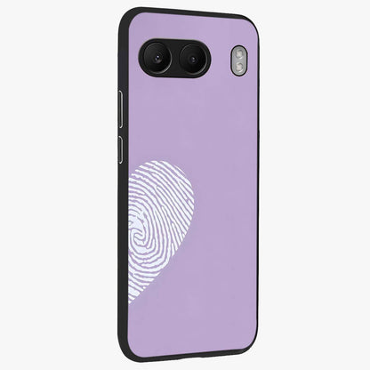 Our Hearts Match Glass Case for 1+Nord 4 side perspective highlighting delicate heart detailing and premium edges