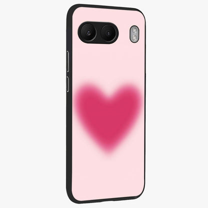 Pink Aura Heart Glass Case for 1+Nord 4 side perspective highlighting smooth gradients and premium edges