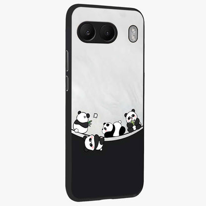 Playful Panda Parade Glass Case for 1+Nord 4 side perspective highlighting charming detailing and premium edges