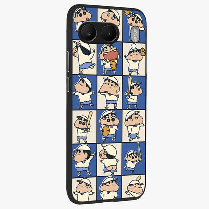 Playful Shin Swing Glass Case for 1+Nord 4 side perspective highlighting dynamic illustration textures and sleek build
