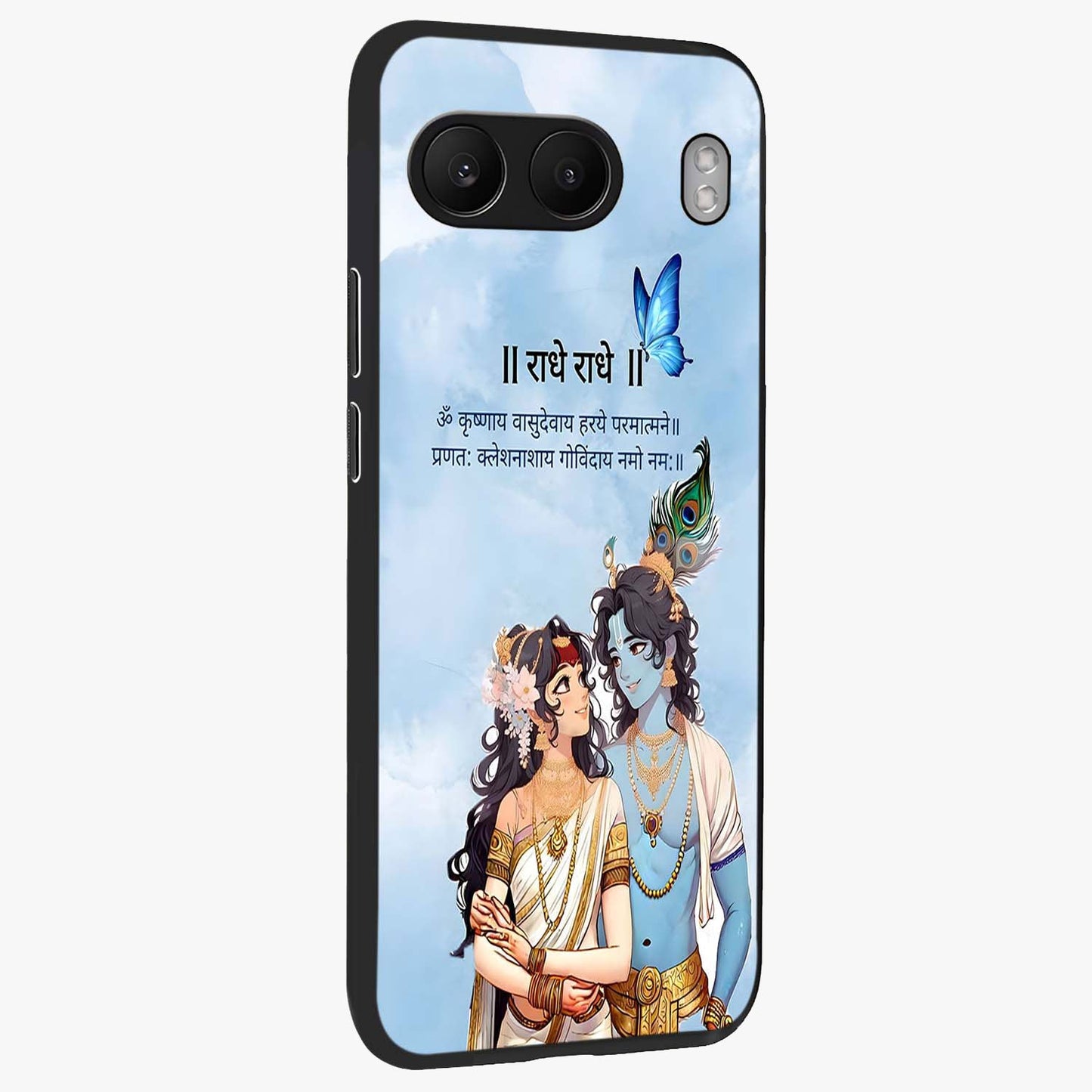Radha Krishna Eternal Glass Case for 1+Nord 4 side perspective highlighting detailed illustration textures and smooth build
