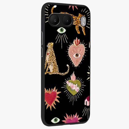 Sacred Jungle Heart Glass Case for 1+Nord 4 side perspective highlighting lush textures and premium edges