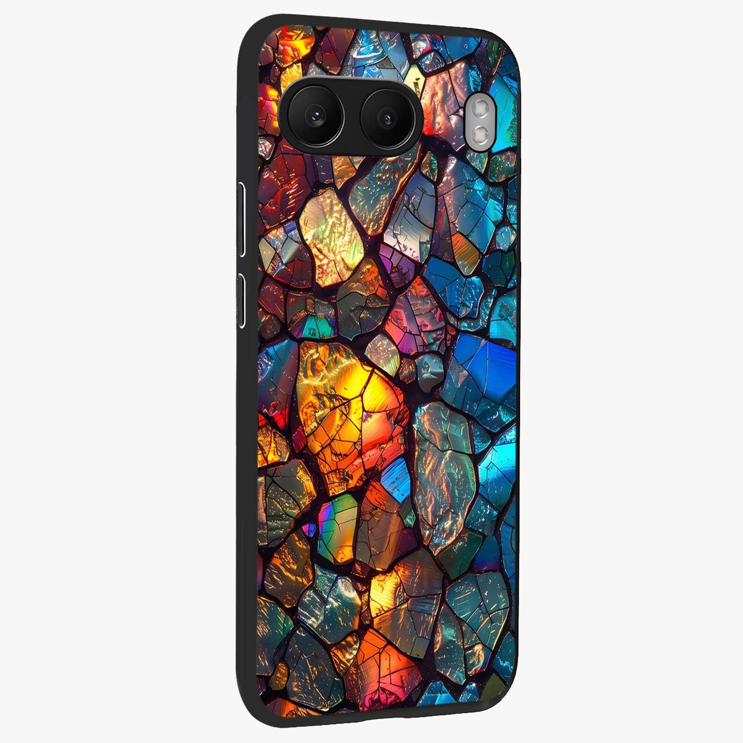 Shattered Light Glass Case for 1+Nord 4 side perspective highlighting dynamic textures and premium edges