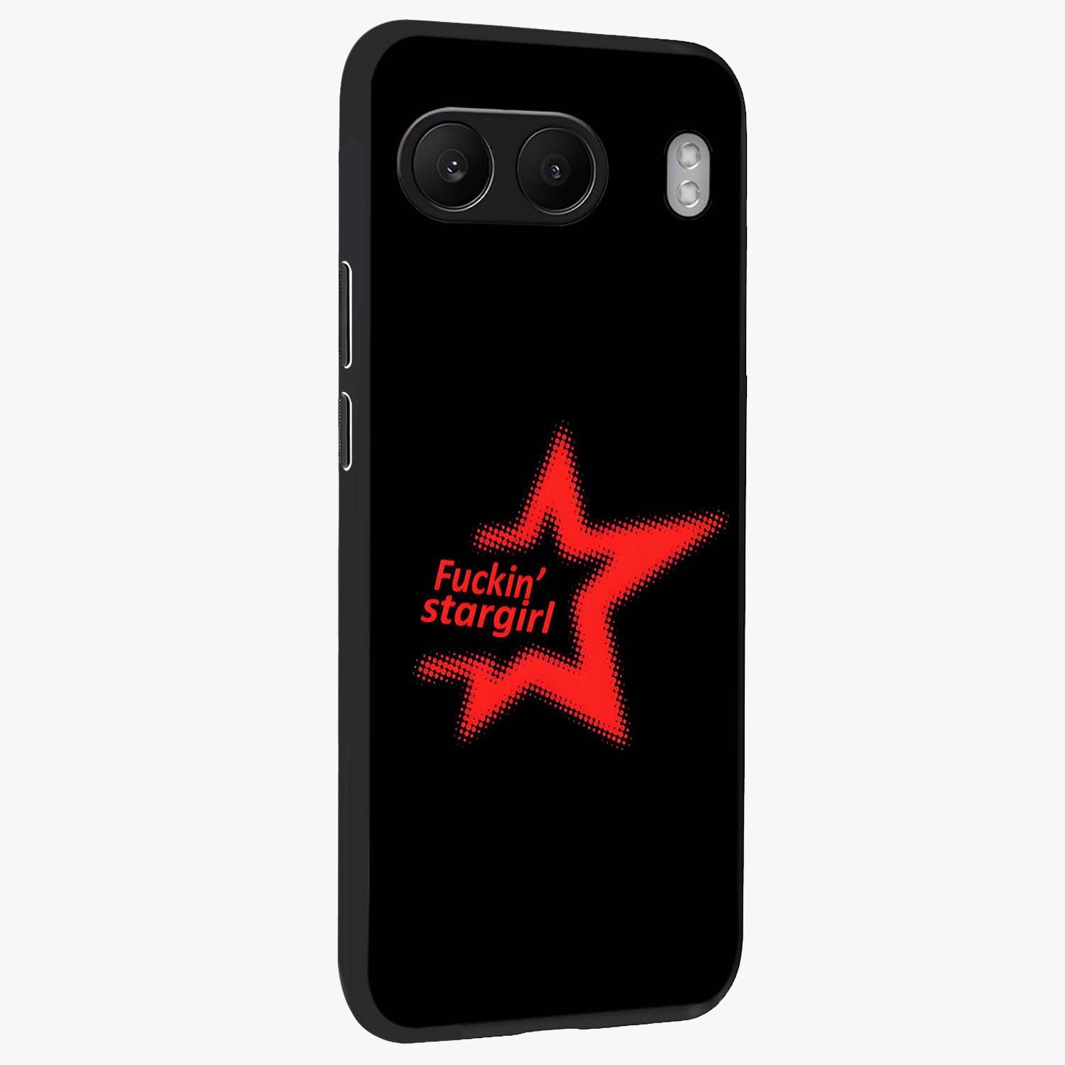 Starboy and Stargirl Energy Glass Case for 1+Nord 4 side perspective highlighting dynamic illustration textures and premium edges