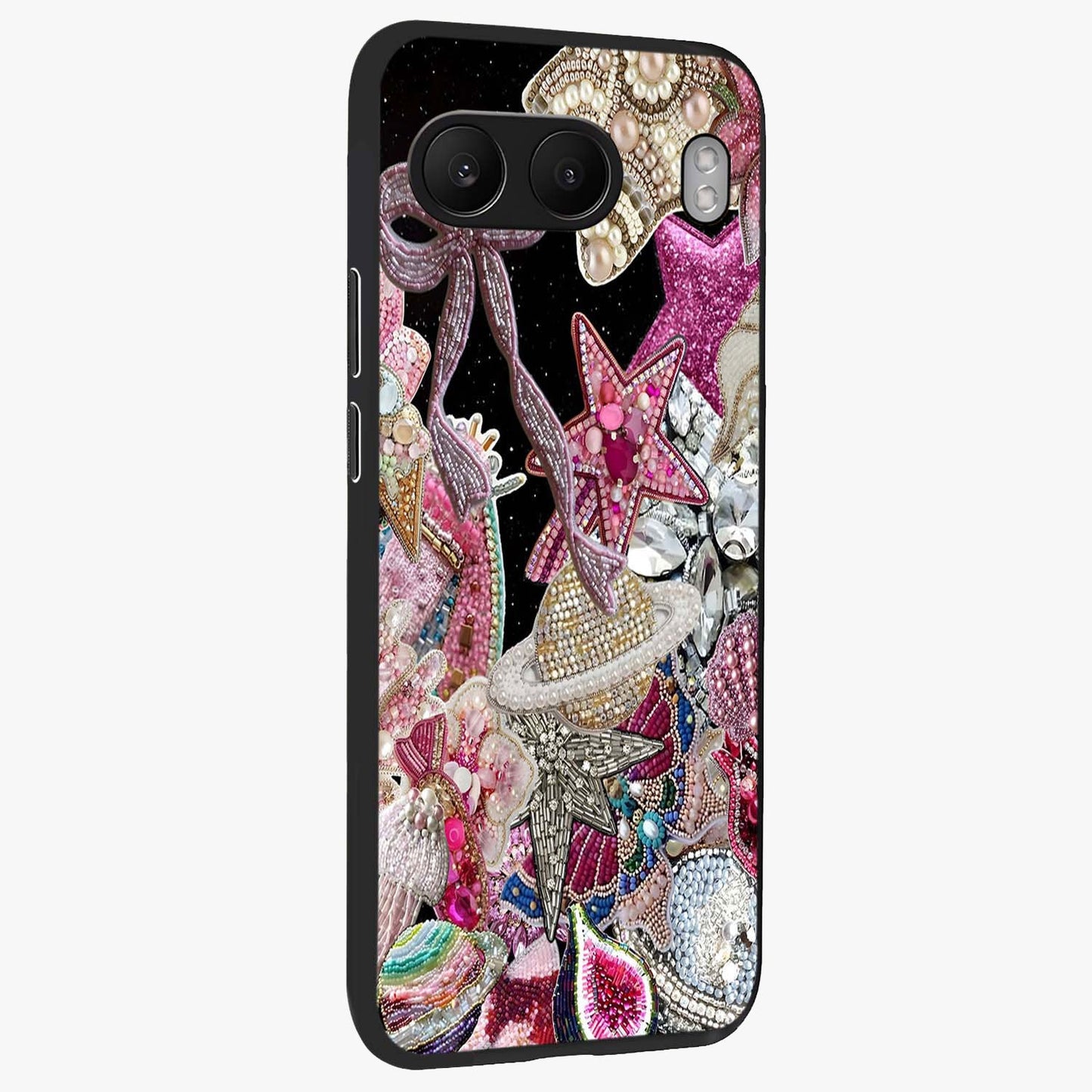 Starlit Jewel Dream Glass Case for 1+Nord 4 side perspective highlighting sparkling textures and sleek premium build