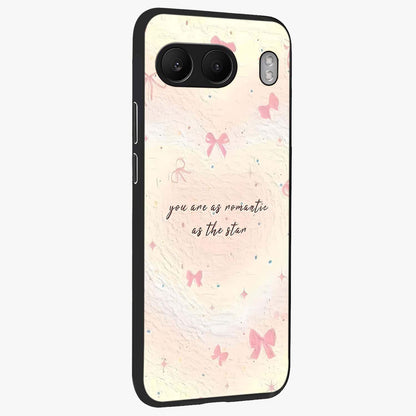 Starry Bow Romance Glass Case for 1+Nord 4 side perspective highlighting delicate detailing and premium edges