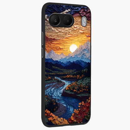 Sunrise River Dreams Glass Case for 1+Nord 4 side perspective highlighting serene water textures and smooth build