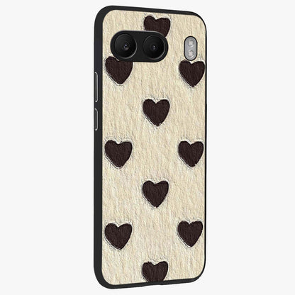 Textured Love Pattern Glass Case for 1+Nord 4 side perspective highlighting soft textures and smooth premium build