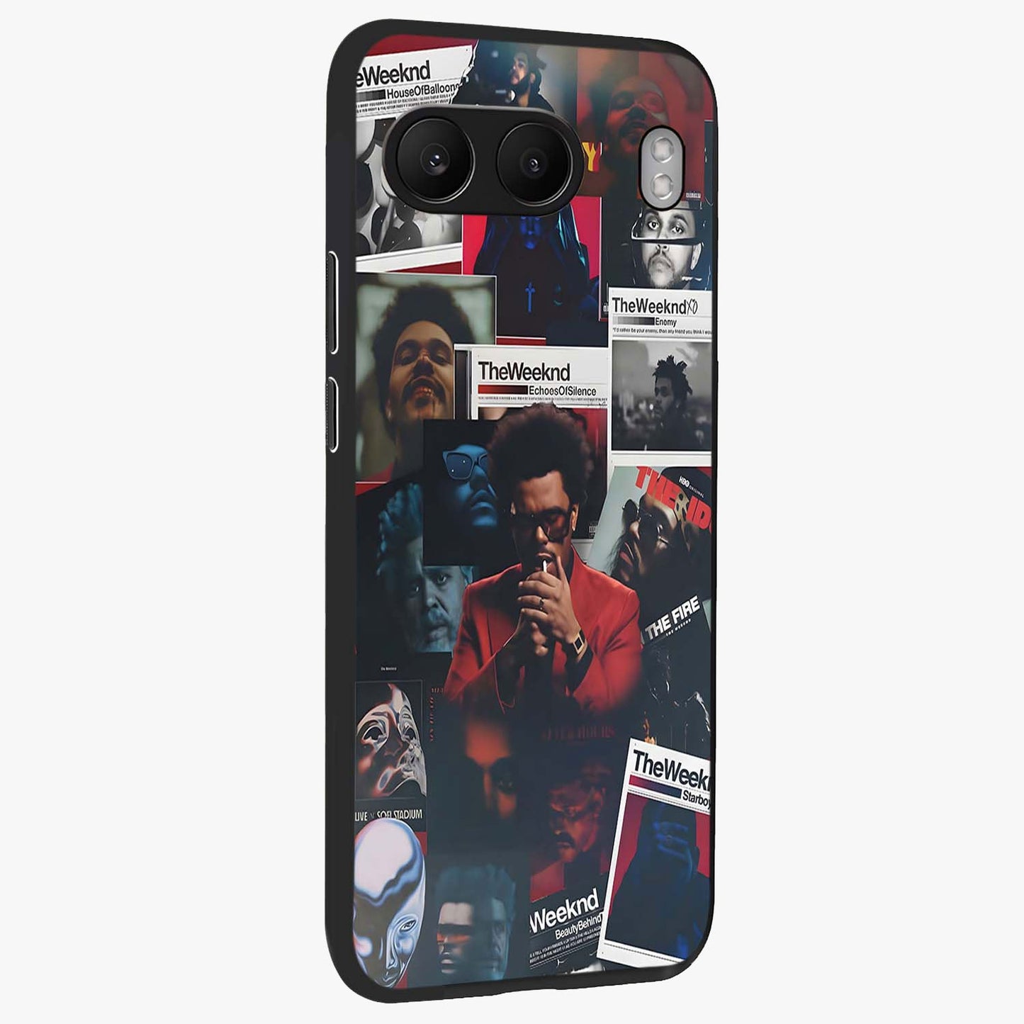 The Weeknd Glass Case for 1+Nord 4 side perspective highlighting sleek graphic textures and smooth build