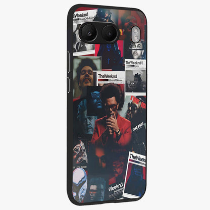 The Weeknd Glass Case for 1+Nord 4 side perspective highlighting sleek graphic textures and smooth build