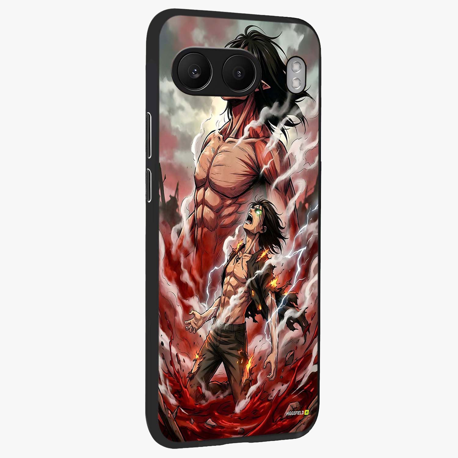 Titan Awakening Fury Glass Case for 1+Nord 4 side perspective highlighting bold textures and premium edge finish