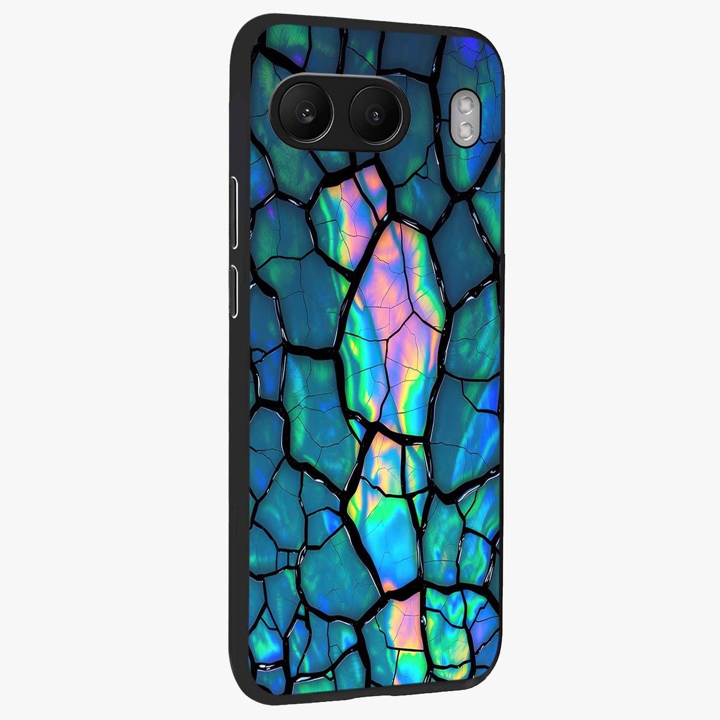 Tropical Wing Vibe Glass Case for 1+Nord 4 side perspective highlighting dynamic textures and sleek premium build