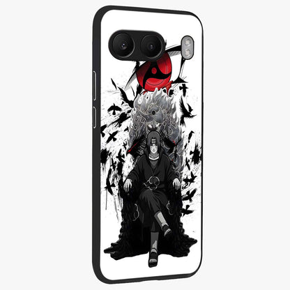Uchiha Shadow Throne Glass Case for 1+Nord 4 side perspective highlighting bold character textures and premium edges