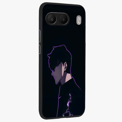 Void Lightning Phantom Glass Case for 1+Nord 4 side perspective highlighting sharp energy textures and premium edges