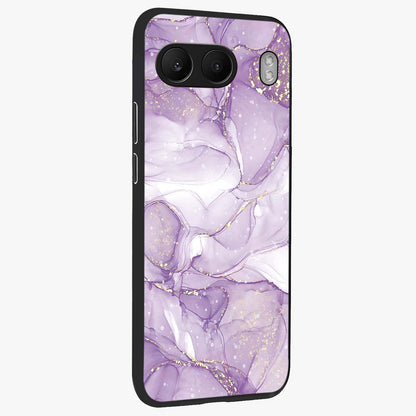 White and Purple Marble Glass Case for 1+Nord 4 side perspective highlighting smooth marble textures and premium edges