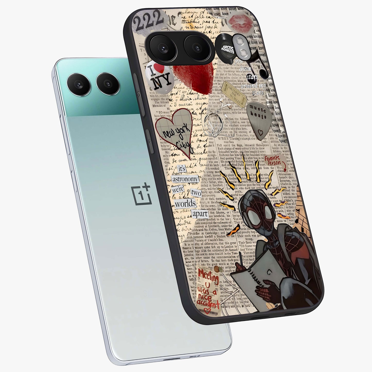 City Dream Sketch Glass Case for 1+Nord 4 captured at a warm angle highlighting urban line details, gloss, and edge clarity.