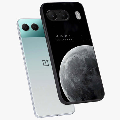 Cosmic Moon Glow Glass Case for 1+Nord 4 angled mockup showcasing glossy finish and luminous night design
