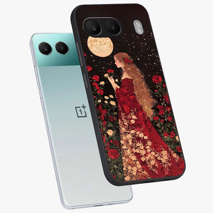 Crimson Dreams Glass Case for 1+Nord 4 angled mockup showcasing glossy finish and deep crimson gradients