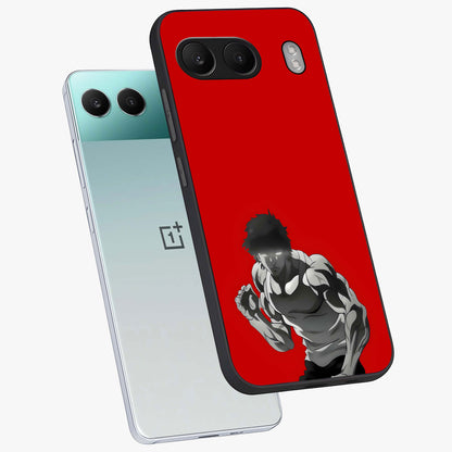 Crimson Power Rush Glass Case for 1+Nord 4 angled mockup showcasing glossy finish and high energy design