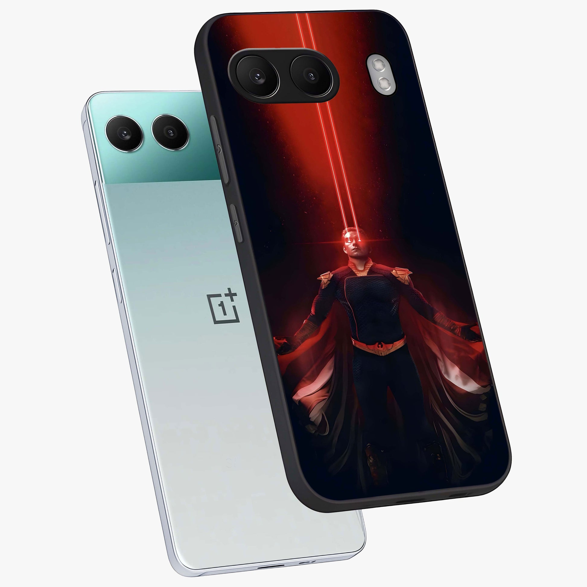 Crimson Vision Ascension Glass Case for 1+Nord 4 angled mockup showcasing glossy finish and dramatic artistic detailing