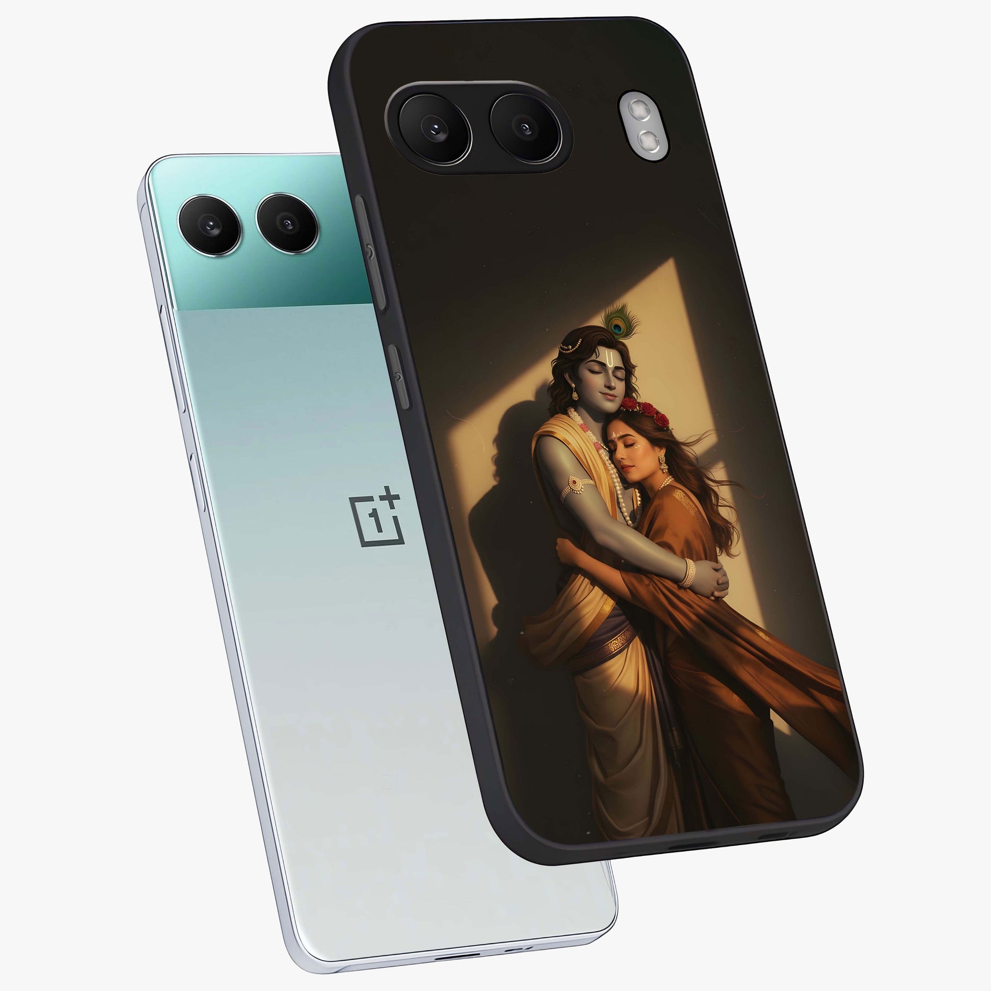 Divine Eternal Love Glass Case for 1+Nord 4 angled mockup showcasing glossy glass finish and graceful detailing
