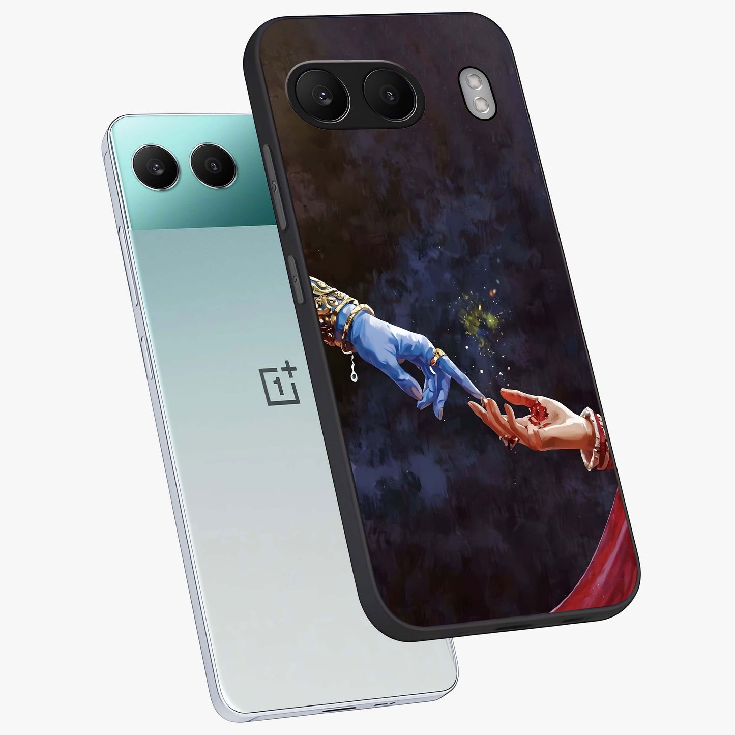 Divine Touch Eternal Glass Case for 1+Nord 4 angled mockup showcasing glossy finish and elegant design tones