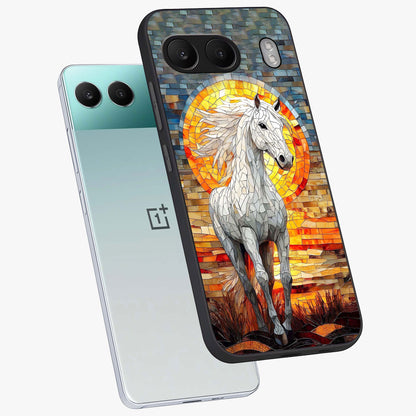 Elected Horse Glass Case for 1+Nord 4 angled mockup showcasing glossy finish and dynamic equestrian detailing