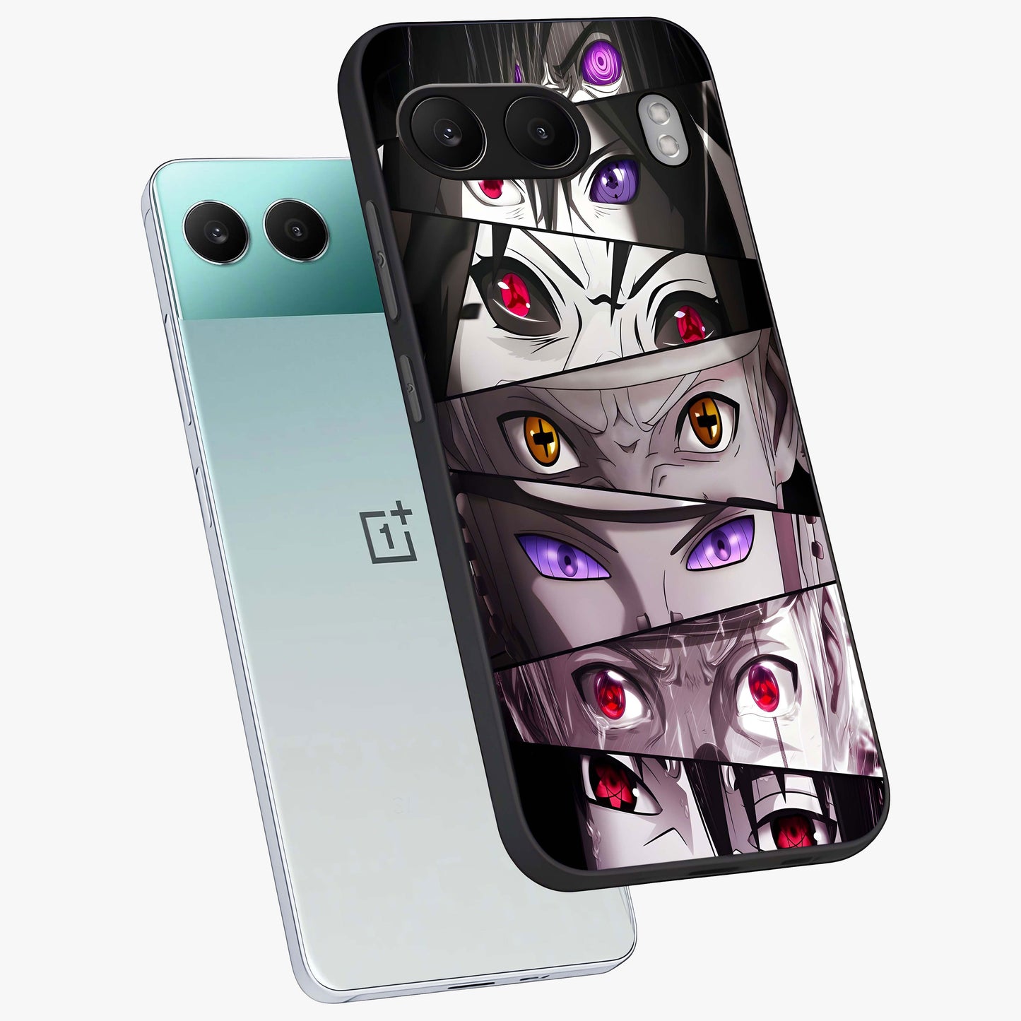Eyes of Destiny Glass Case for 1+Nord 4 angled mockup showcasing glossy glass finish and intense detailing
