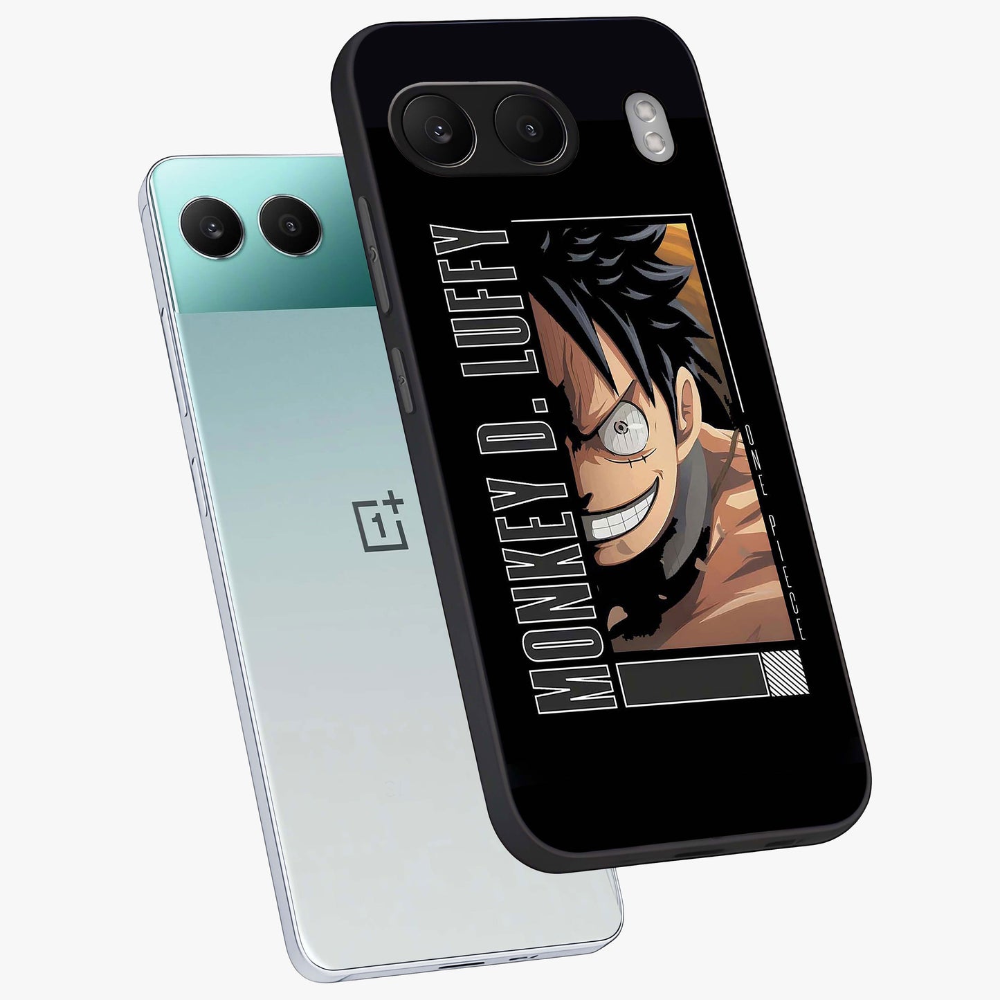 Fearless Pirate Smile Glass Case for 1+Nord 4 angled mockup showcasing glossy finish and dark adventurous tones