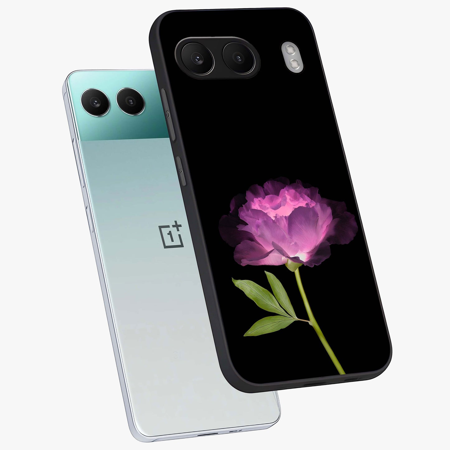 Glow Petal Bloom Glass Case for 1+Nord 4 angled mockup showcasing glossy finish and vibrant petal detailing