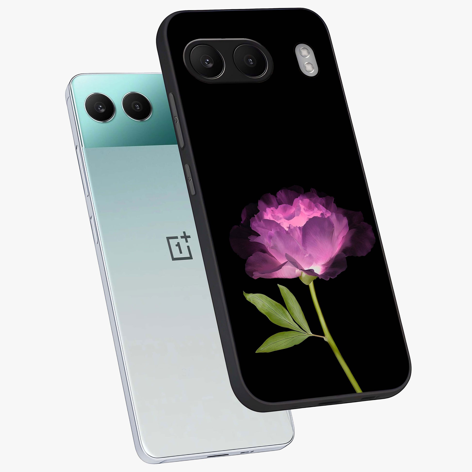 Glow Petal Bloom Glass Case for 1+Nord 4 angled mockup showcasing glossy finish and vibrant petal detailing