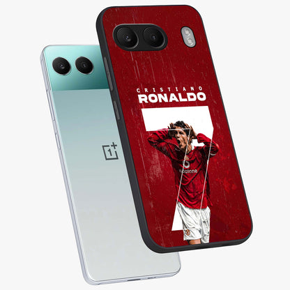 Goal Celebration Legacy Glass Case for 1+Nord 4 angled mockup showcasing glossy finish and dynamic action tones