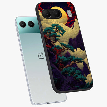 Golden Moon Horizon Glass Case for 1+Nord 4 angled mockup showcasing glossy finish and warm gradient tones