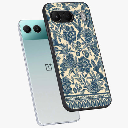 Heirloom Wild Bloom Glass Case for 1+Nord 4 angled mockup showcasing glossy finish and rich botanical textures
