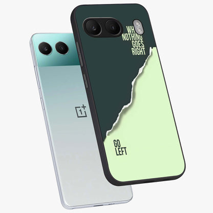 Let Go Quote Glass Case for 1+Nord 4 angled mockup showcasing glossy finish and clean aesthetic design