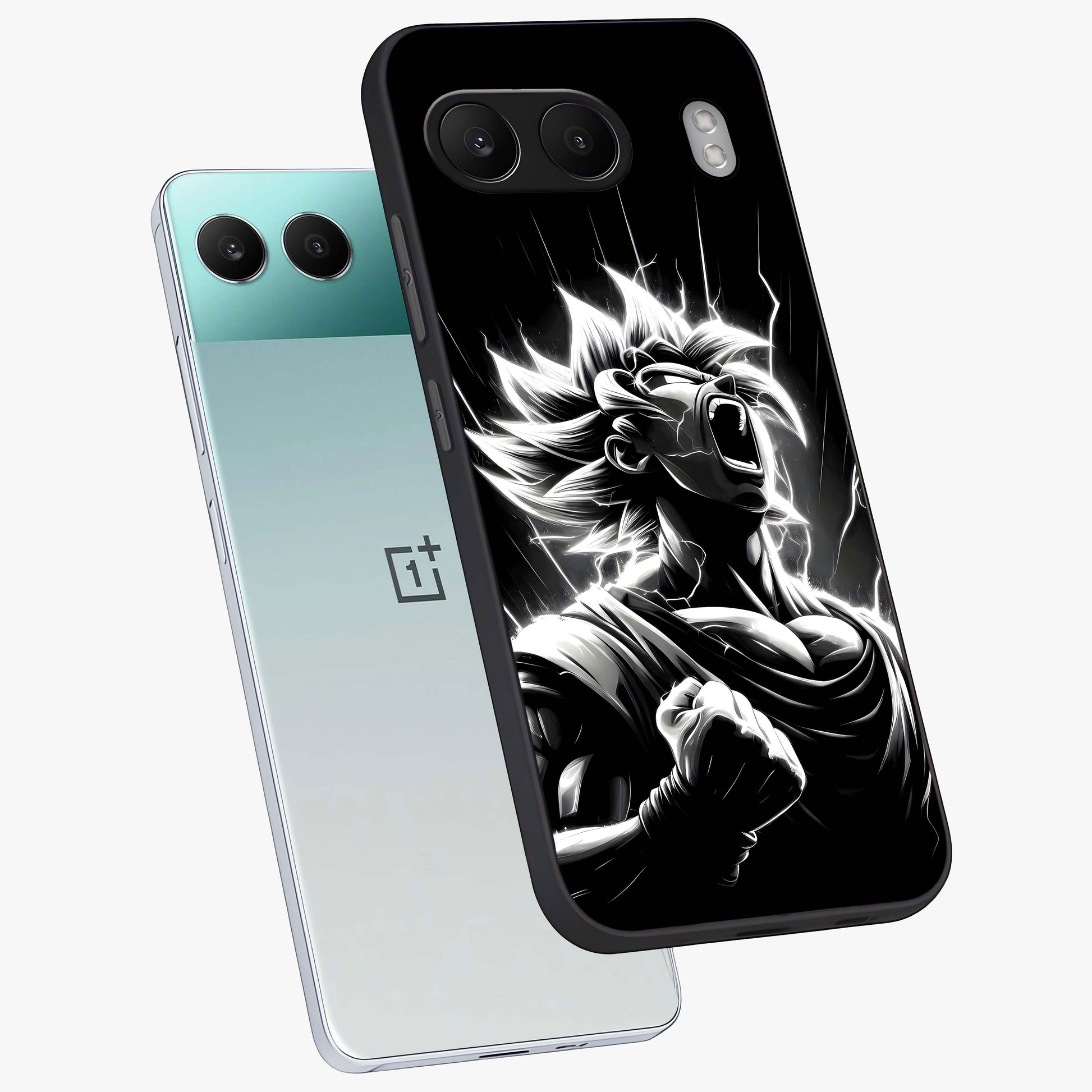 Limitless Power Unleashed Glass Case for 1+Nord 4 angled mockup showcasing glossy finish and dramatic power detailing