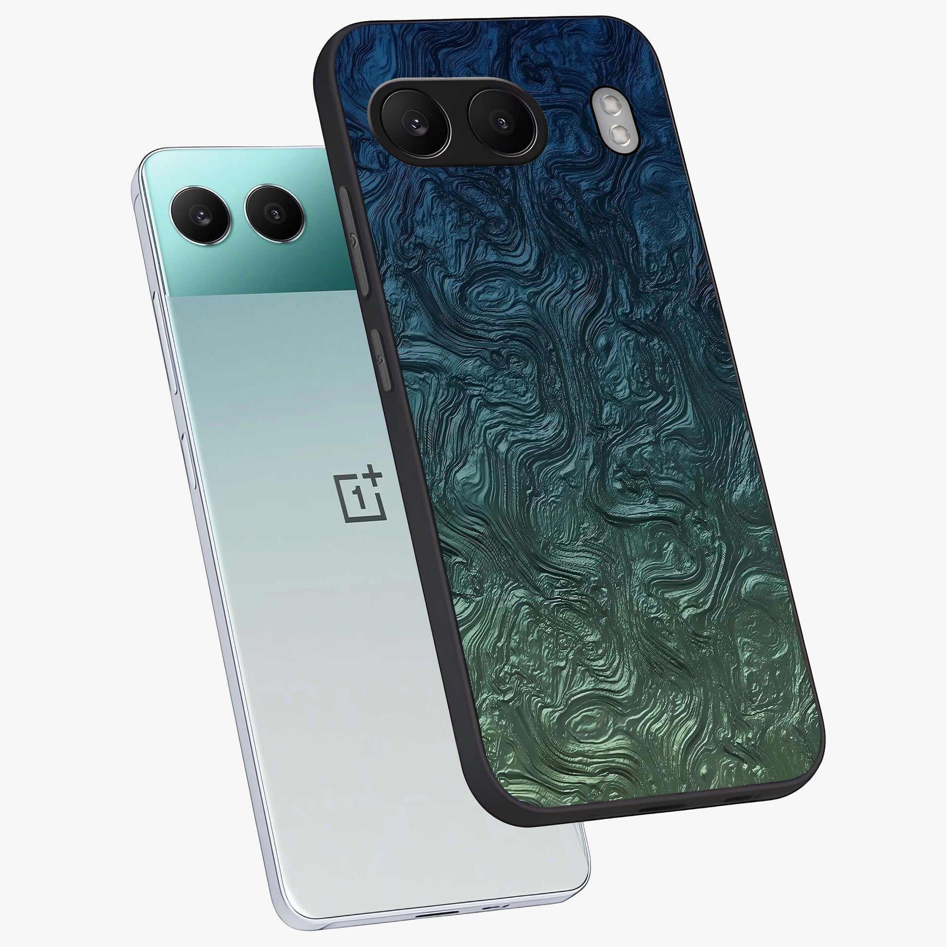 Marble Dream Blur Glass Case for 1+Nord 4 angled mockup showcasing glossy finish and smooth gradient tones
