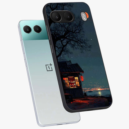 Midnight Lantern Glow Glass Case for 1+Nord 4 angled mockup showcasing glossy finish and warm luminous tones
