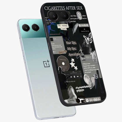 Midnight Love Echo Glass Case for 1+Nord 4 angled mockup showcasing glossy finish and warm luminous tones