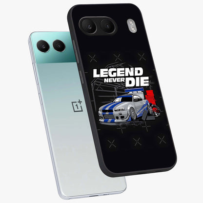 Midnight Racing Legacy Glass Case for 1+Nord 4 angled mockup showcasing glossy glass finish and dynamic motion detailing