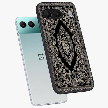 Noir Bloom Elegance Glass Case for 1+Nord 4 angled mockup showcasing glossy finish and refined bloom detailing