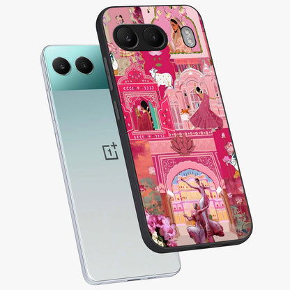 Pink Palace Muse Glass Case for 1+Nord 4 angled mockup showcasing glossy finish and refined architectural detailing