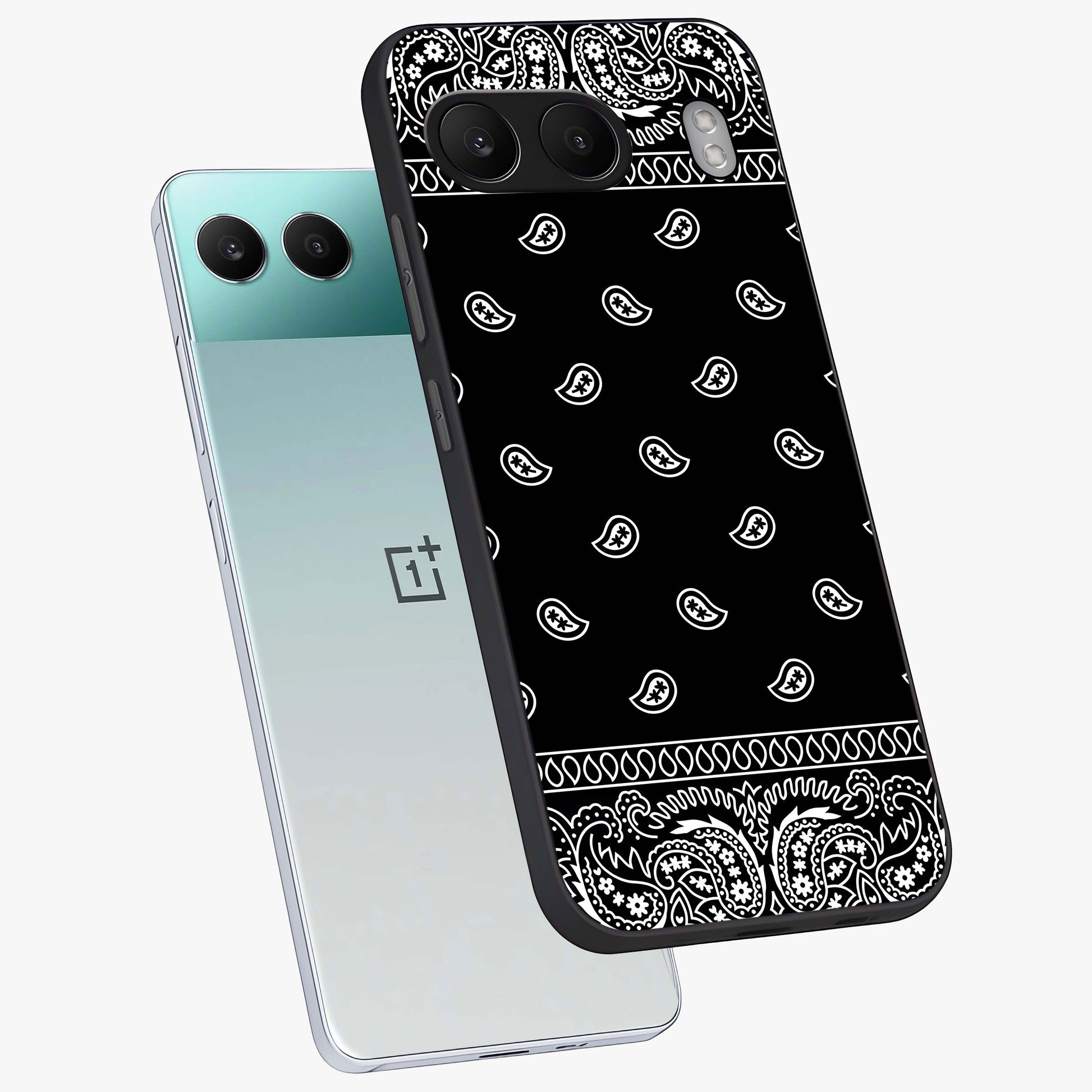 Retro Rebel Threads Glass Case for 1+Nord 4 angled mockup showcasing glossy finish and classic retro tones