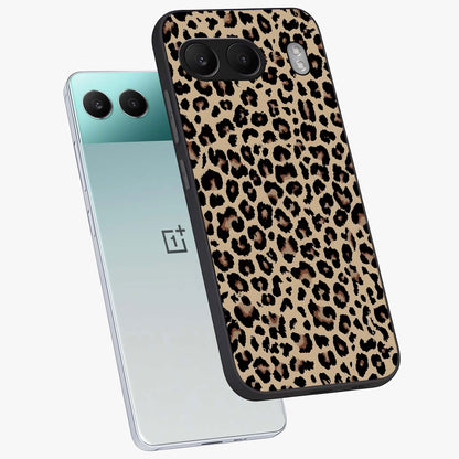 Savage Chic Pattern Glass Case for 1+Nord 4 angled mockup showcasing glossy finish and modern graphic detailing