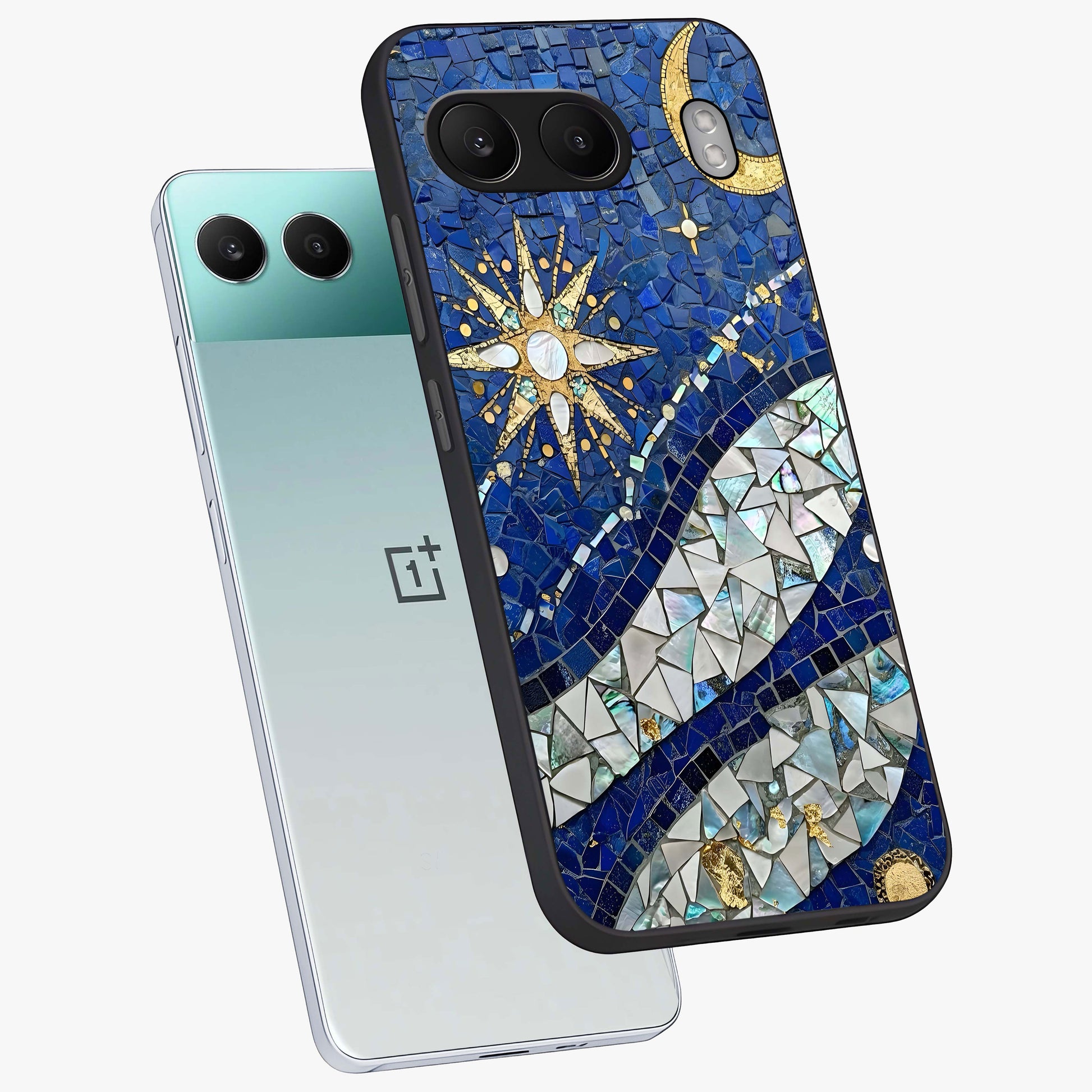 Serene Crane Flight Glass Case for 1+Nord 4 angled mockup showcasing glossy finish and subtle nature detailing