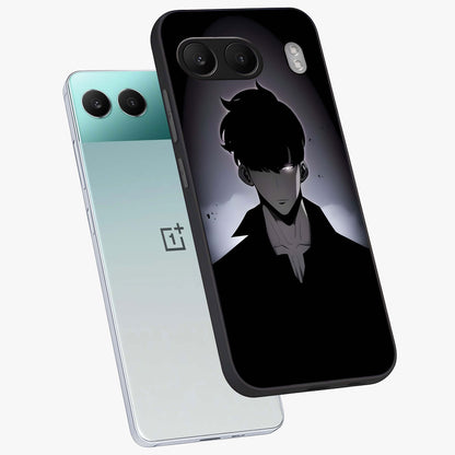 Silent Shadow Awakening Glass Case for 1+Nord 4 angled mockup showcasing glossy finish and dramatic shadow detailing