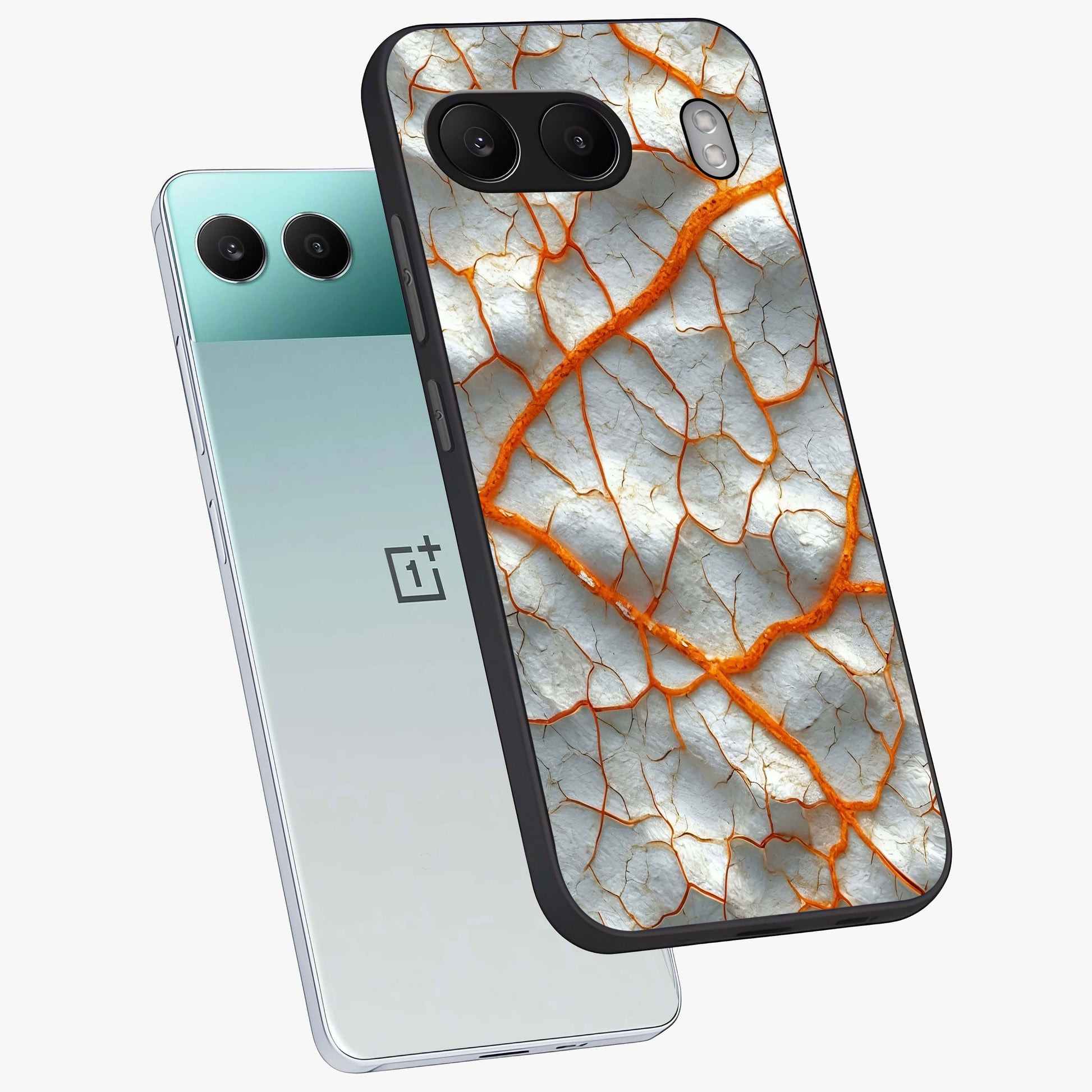 Snarl Zone Buzz Glass Case for 1+Nord 4 angled mockup showcasing glossy finish and high contrast detailing