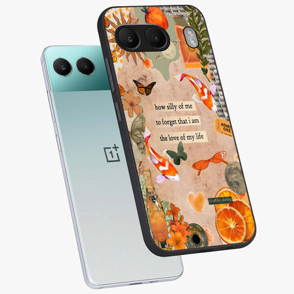 Soft Chaos Aesthetic Glass Case for 1+Nord 4 angled mockup showcasing glossy glass finish and blended gradient detailing