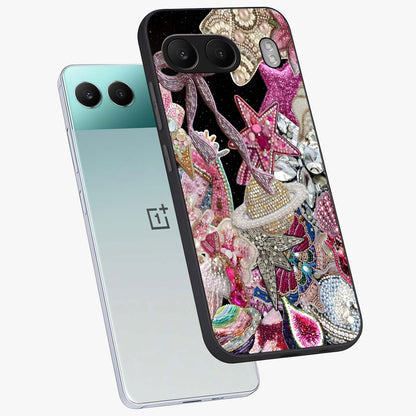 Starlit Jewel Dream Glass Case for 1+Nord 4 angled mockup showcasing glossy finish and radiant detailing