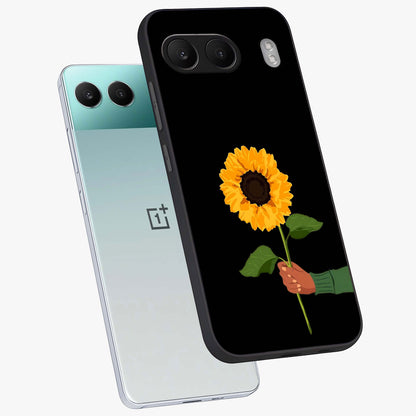Sun Moon Stormy Sky Glass Case for 1+Nord 4 angled mockup showcasing glossy finish and bold contrast tones